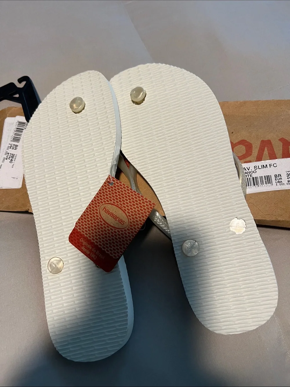 Havaianas Women's Flip Flops in White with Pearl Straps